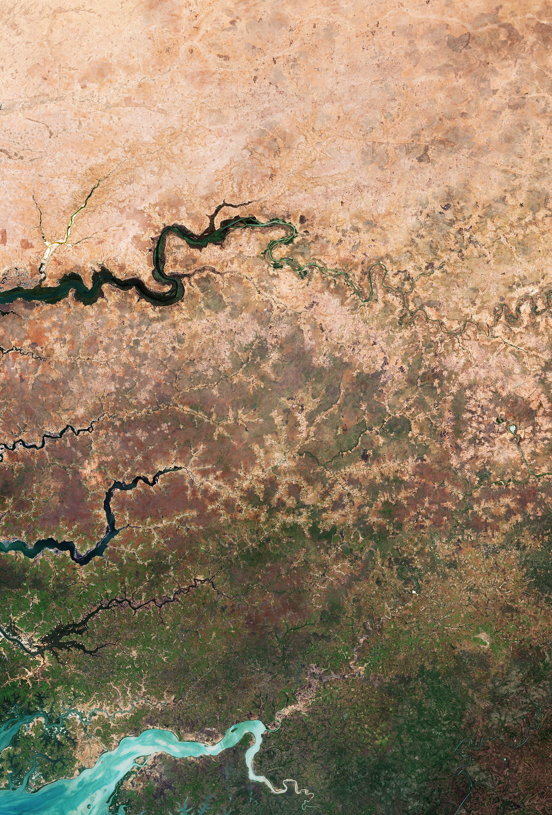 ESA satellite view of desert agriculture and greening: the class of dryland mosaic the GGW now talks about, not a named 8,000 km tree wall