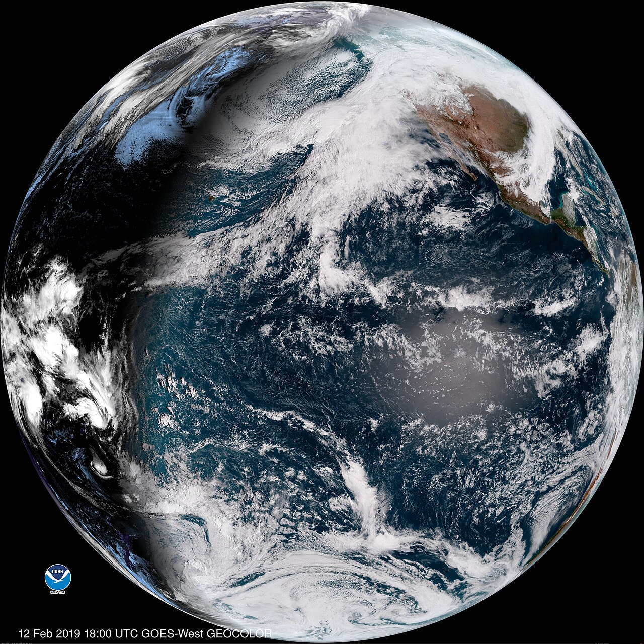 GOES-17 full-disk image of Earth: the class of satellite observations WeatherNext 3 trains and runs on