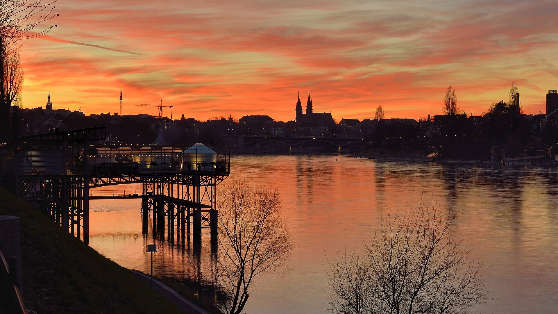 Sunset over the Rhine in Basel, Switzerland, the city where the hazardous wastes convention was adopted.