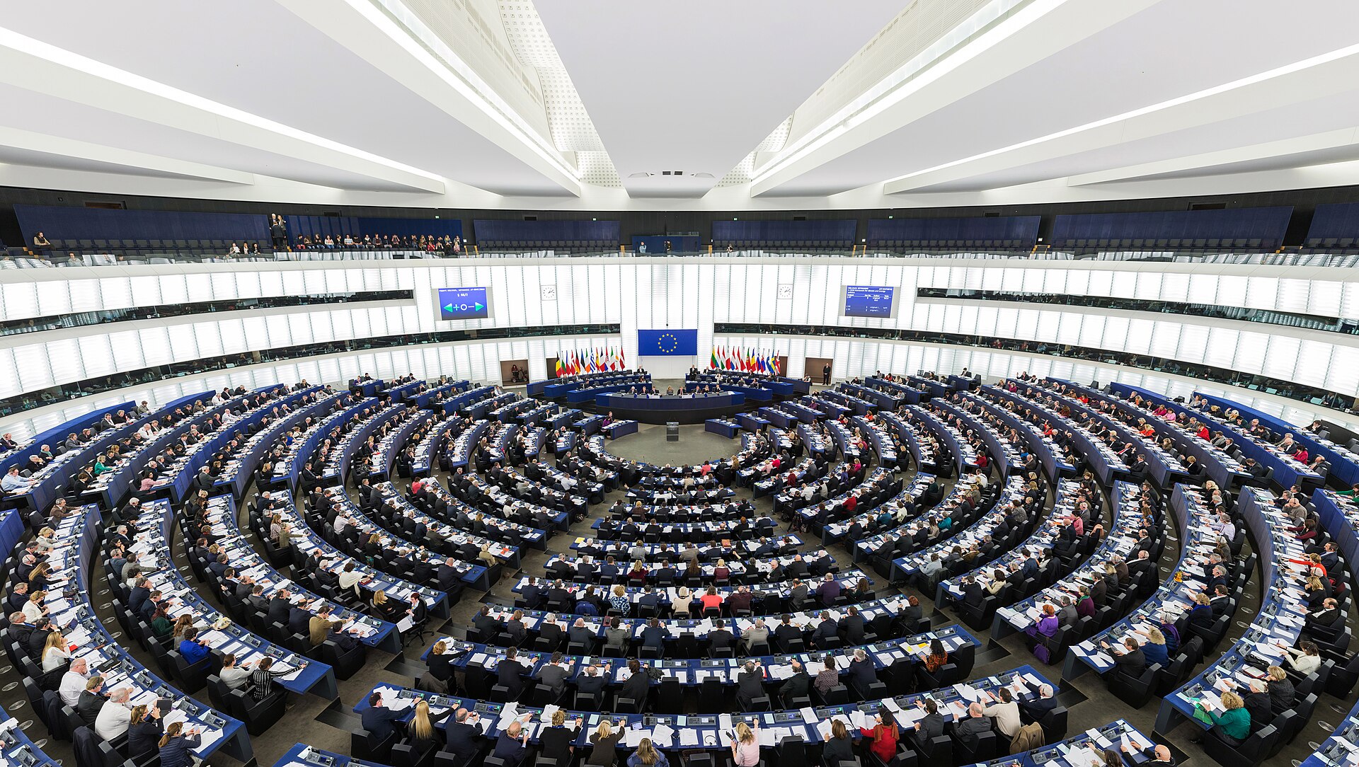 The European Parliament hemicycle in Strasbourg, where the Artificial Intelligence Act was adopted