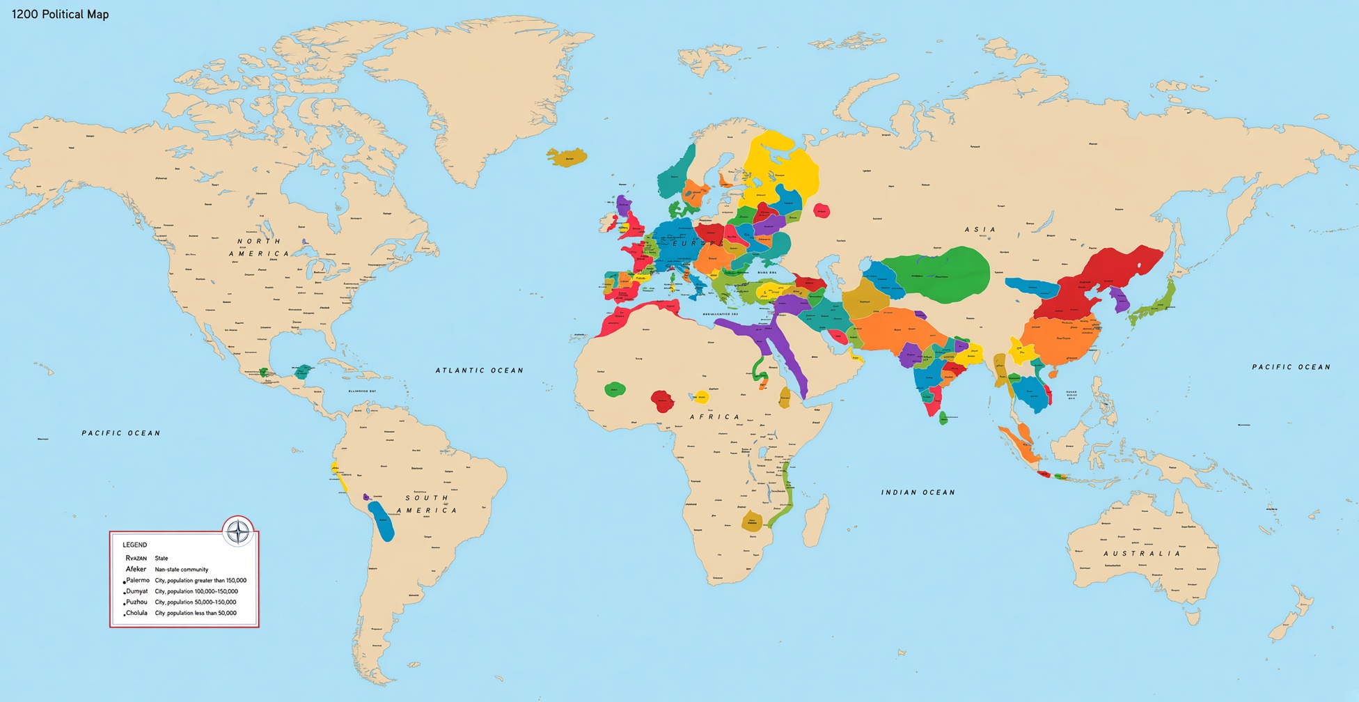 Founder-supplied political reconstruction of the world in 1200