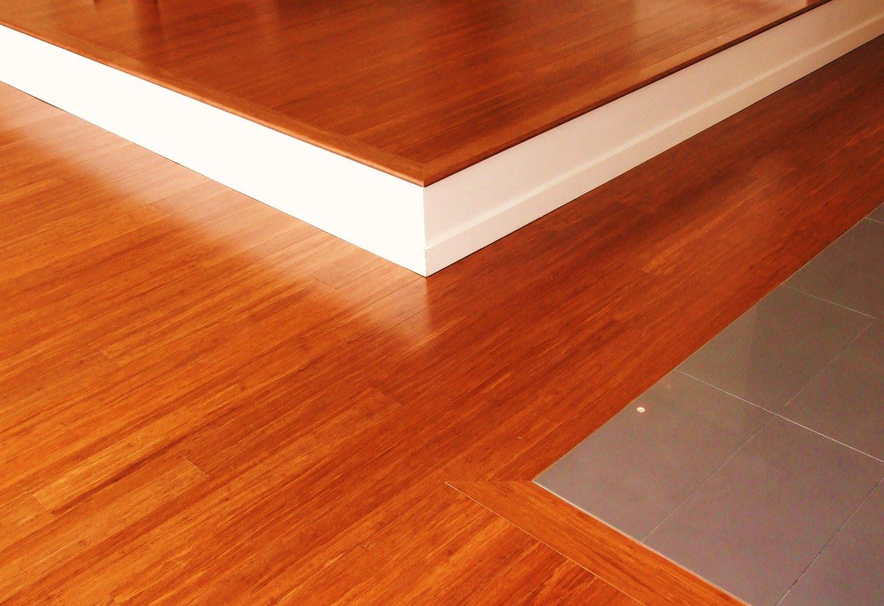 Strand-woven bamboo flooring, made from reconstructed bamboo strands, an engineered bamboo product.